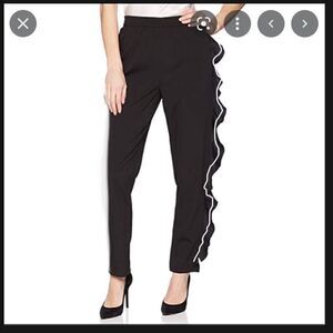 Black party pants white ruffle detail S